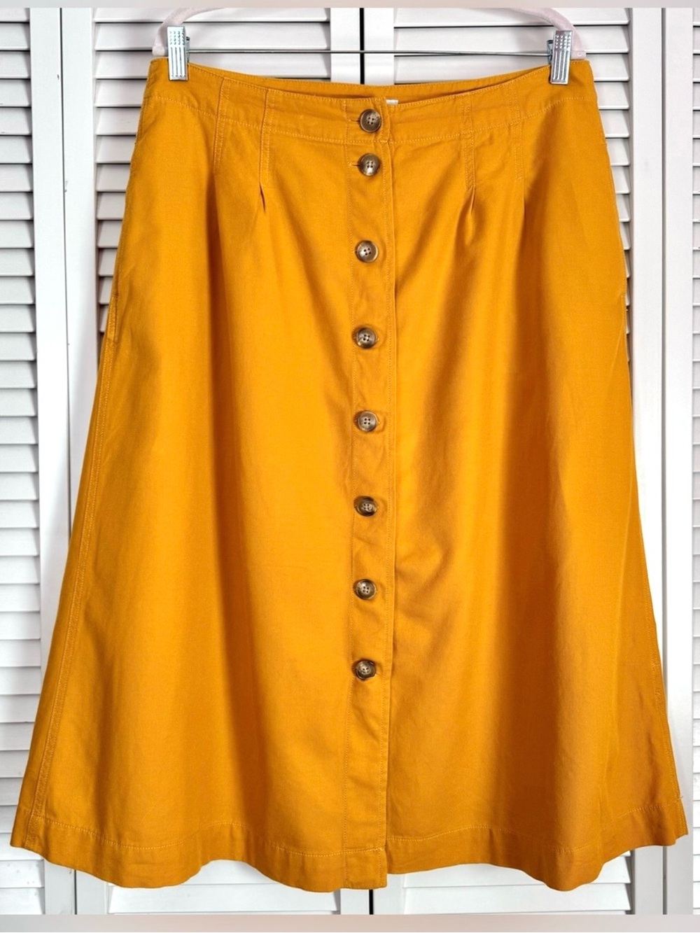 Madewell Patio Button-Front Midi Skirt Orange Tungsten Glow Comfy Size 14 - Picture 1 of 7